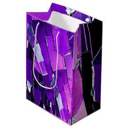 Plum Noir Glitch Glam Metallic Texture Mittlere Geschenktüte