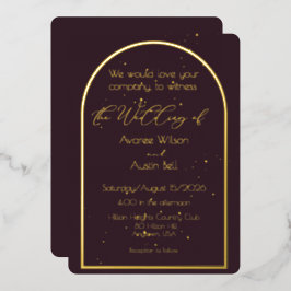 Plum Noir Purple Wedding Invitation Folieneinladung