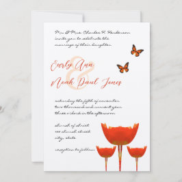 Plum Orange Poppies Butterflies Einladung Hochzeit