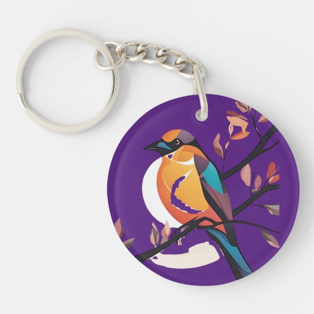 Plum Parrot Dangler Schlüsselanhänger (Vorderseite)
