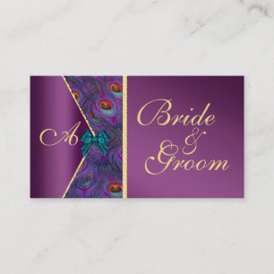 Plum Peacock Wedding Bridal Business Card Begleitkarte