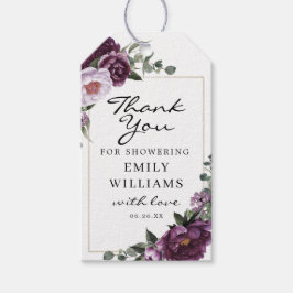 Plum Peonies Brautparty Favor Tag Geschenkanhänger