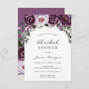 Plum Peonies Bridal Shower Einladungskarte Einladung