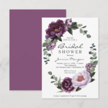 Plum Peonies Bridal Shower Einladungskarte