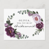 Plum Peonies Bridesmaid Vorschlag Card