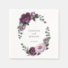 Plum Peonies Wedkin Cocktail Napkin Serviette