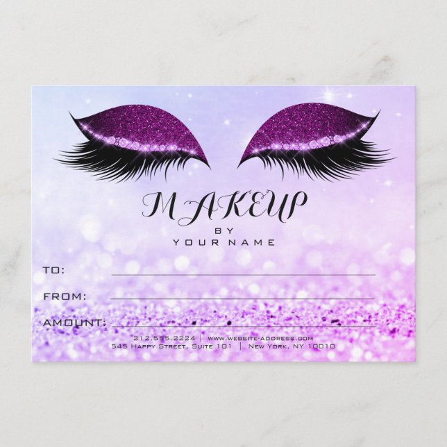 Plum Pink Rose Glitzer Makeup Certificate Geschenk (Vorderseite)
