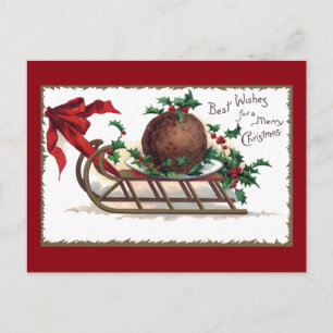 Plum Pudding on Sleigh Vintage Weihnachten