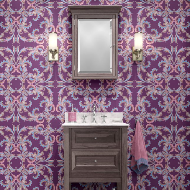 Plum Purple Baroque Ornamental Design Tapete (Von Creator hochgeladen)