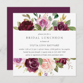 Plum Purple Flowers Fall Floral Bridal Luncheon Einladung