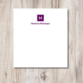 Plum Purple Modern Chic Trendy Monogram Name Notizblock