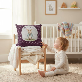 Plum Purple Polka Dot Bunny Name Accent Pillow Kissen