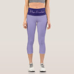 "PLUM PURRFRCT" Custom High-Waisted Capri Pants Leggings<br><div class="desc">Customizable Purple High-Waisted Capri Pants. Step into statement-making style with the "PLUM PURRFECT" High-Waisted Capri Pants from the WOMEN'S APPAREL COLLECTION—where confidence meets customization. Featuring a sleek, sculpting fit, these capris feature soft lavender leggings and a royal plum high-waistband, and cooling lavender text that’s uniquely yours (only text is customizable)....</div>
