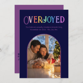 Plum Radiance Xmas Baby Birth Announcement Foto Feiertagskarte