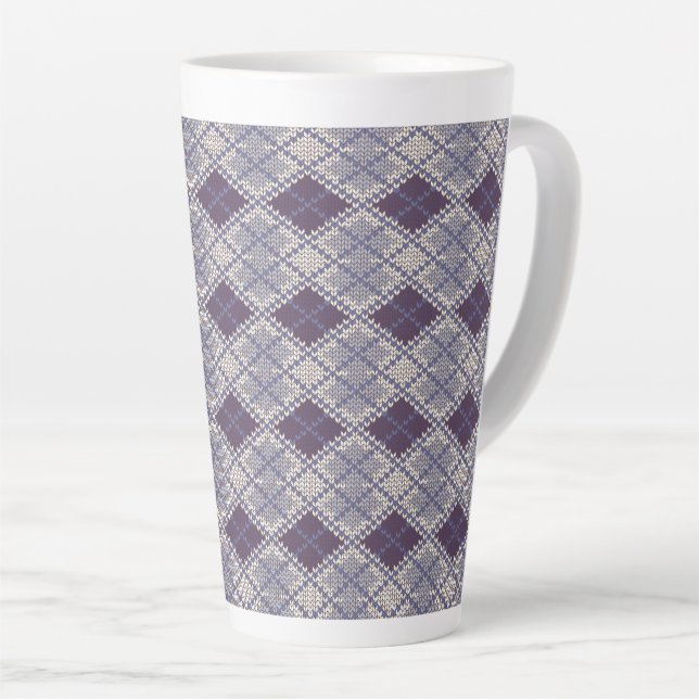 PLUM RAUTE STRICK Tall Latte Tasse (Rechte Ecke)