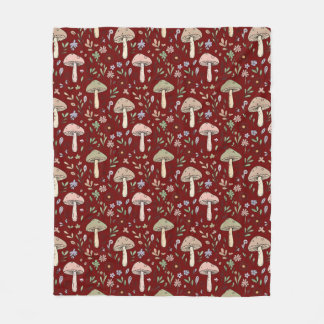 Plum Red Fungi Cozy Dark Academia Book Lover Gift  Fleecedecke