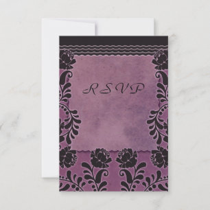 Plum-Rose Lila und Black Wedding RSVP Hinweis