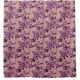 Plum Rosenknospe Stencil Blumenkunst Duschvorhang