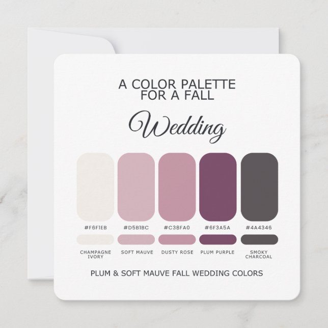 Plum Soft Mauve Fall Wedding Palette 2026 Card Einladung (Vorderseite)
