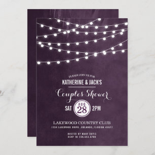 Plum String Lights Couples Dusche Einladung