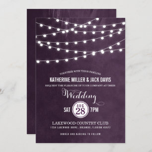 Plum String Lights Hochzeitseinladung Einladung