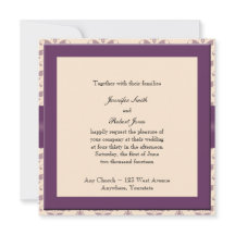 Plum und Champagner Damask Hochzeitseinladung