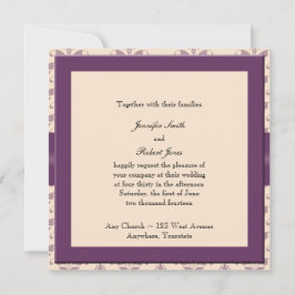 Plum und Champagner Damask Hochzeitseinladung Einladung