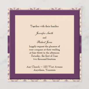 Plum und Champagner Damask Hochzeitseinladung Einladung