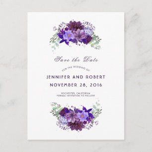 Plum und Violett Lila Kranz Save the Date Ankündigungspostkarte