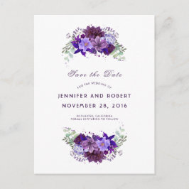 Plum und Violett Lila Kranz Save the Date Ankündigungspostkarte