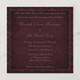 Plum Vintag Damask Hochzeitseinladung Einladung