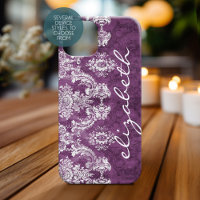 Plum Vintag Damask Muster und Name