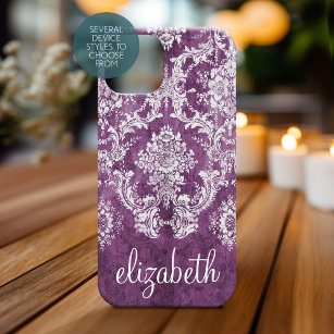 Plum Vintag Damask Muster und Name Case-Mate Samsung Galaxy S9 Hülle