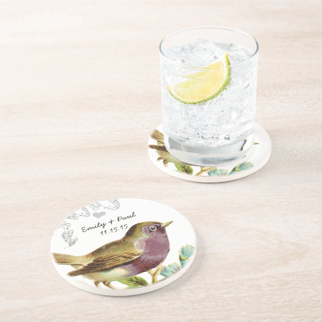 Plum Vintag Love Bird Untersetzer (Seite)