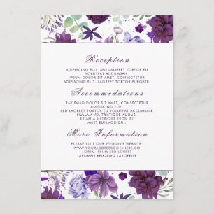 Plum Violet Blume Hochzeitsinformation Gast Begleitkarte