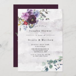 Plum Violet Chic Peony Couples Dusche Einladungen