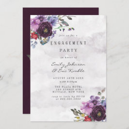 Plum Violet Chic Peony Engagement Party Einladung