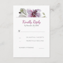 Plum Watercolor Blossom Wedding RSVP Cards Karte