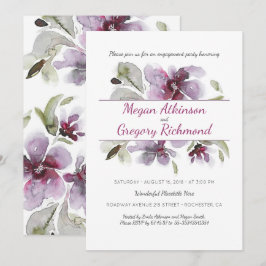 Plum Watercolor-Blume Romantische Engagement-Parte Einladung