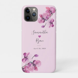Plum Watercolor Orchid Wedding Keepake Case Mate
