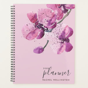 Plum Watercolor Orchids Planner Planer