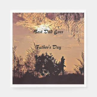 Plum Watercolor Sonnenuntergang Landschaft Bäume D Serviette