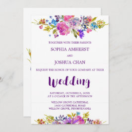 Plum Wedding Invitation Card mit Monogram Backing Einladung