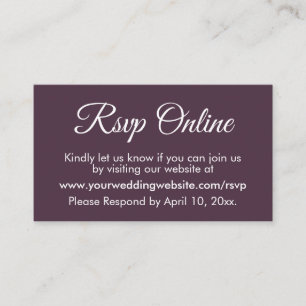 Plum Wedding RSVP Online Elegant Einfach Begleitkarte