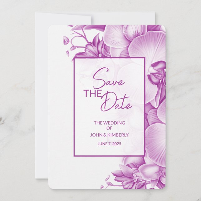 Plum Wedding Save the Date Vier Foto & QR Code (Vorderseite)