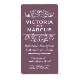 Plum Wedding Wine Bottle Monogram Fevor Labels
