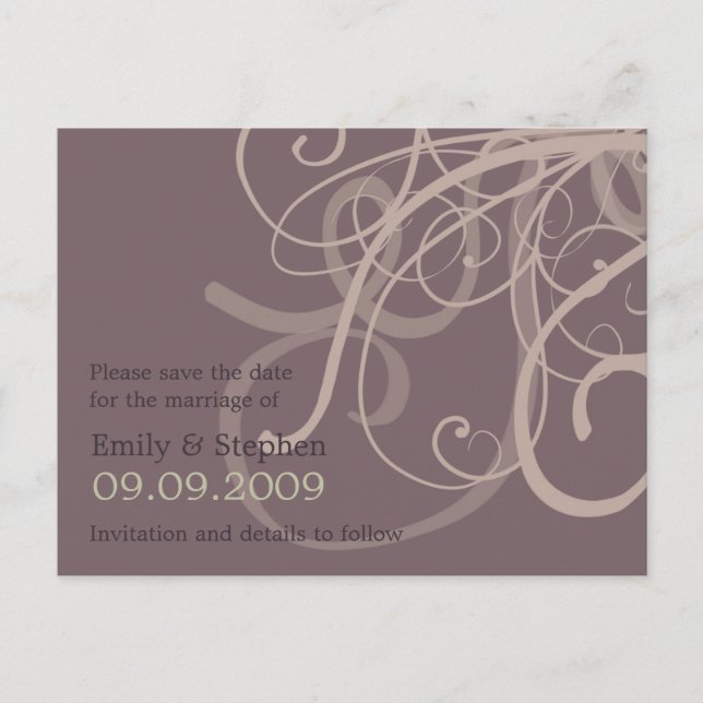Plum Wirbel ・ Save the Date Postkarte (Vorderseite)