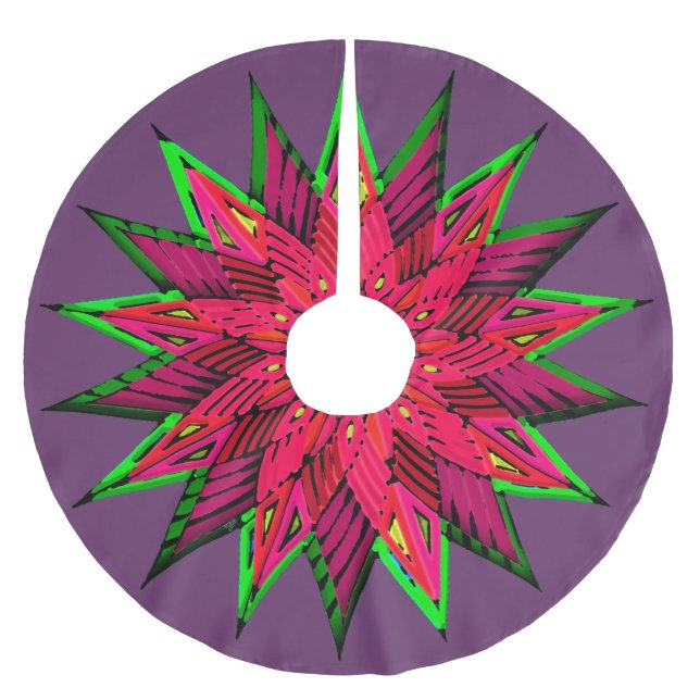 Plum Wonderful Poinsettia WOW Fleece Weihnachtsbaumdecke (Vorderseite)