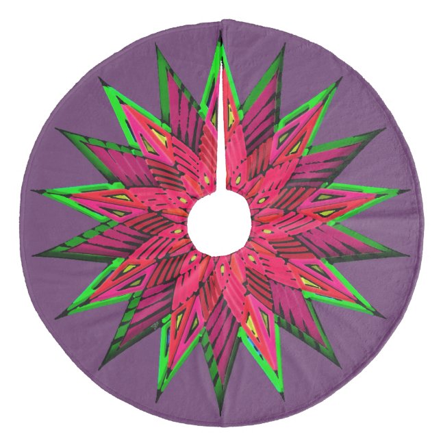 Plum Wonderful Poinsettia WOW Fleece Weihnachtsbaumdecke (Vorderseite)