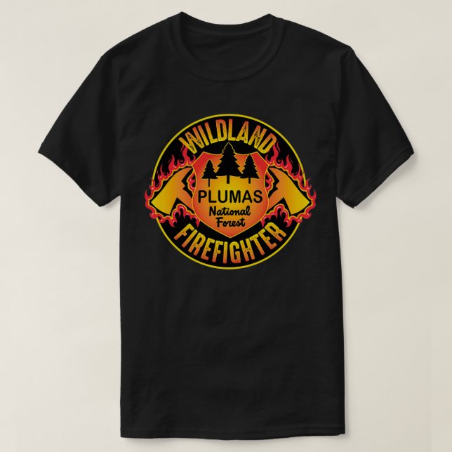 Plumas National Forest Wildland Feuerwehrmann  T-Shirt (Design vorne)